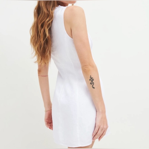 Reformation reia linen white dress with lace and bow detail size 2 - Picture 4 of 16